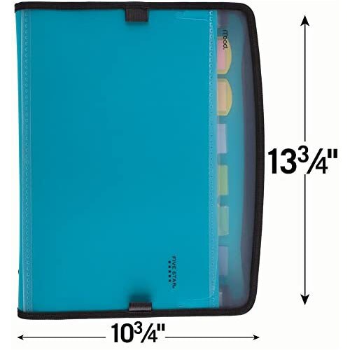 Five Star Expanding File, 7-Pocket Expandable Filing Folder, Zipper Closure, Customizable, Tabbed, Tabs, Teal (72506), 1 Pack