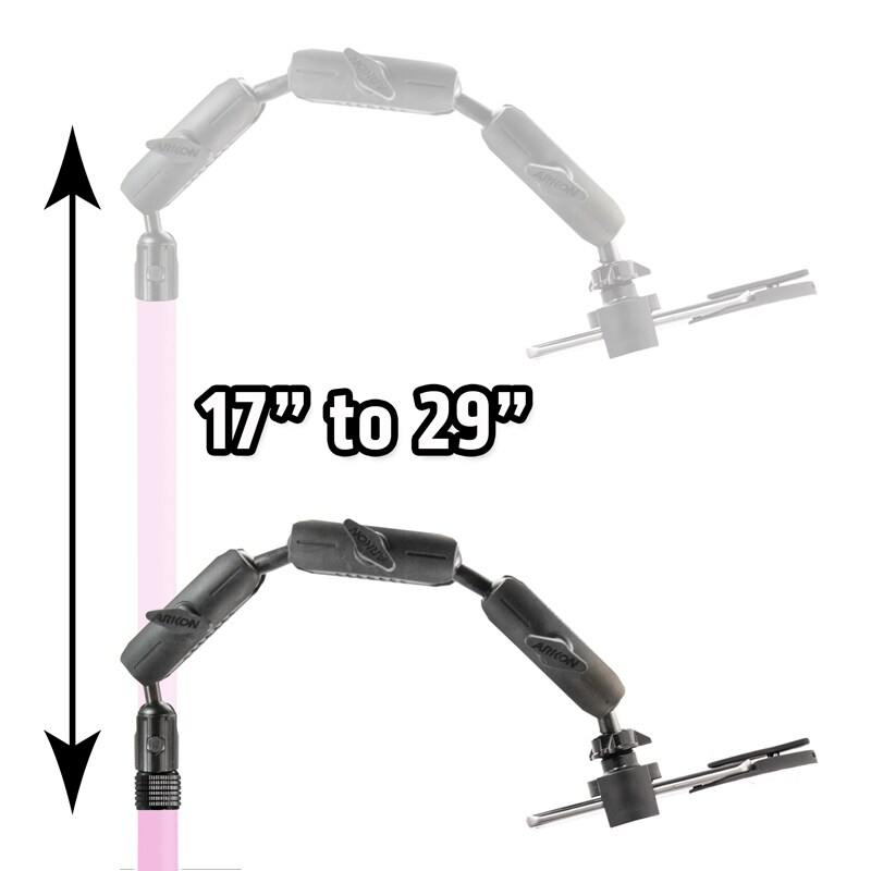 Remarkable Creator Pro+Plus Overhead Phone or Camera Mount with Tablet Holder and Ring Light, Clamp Mount, Pink, by Arkon Mounts CLAMPRCBPK