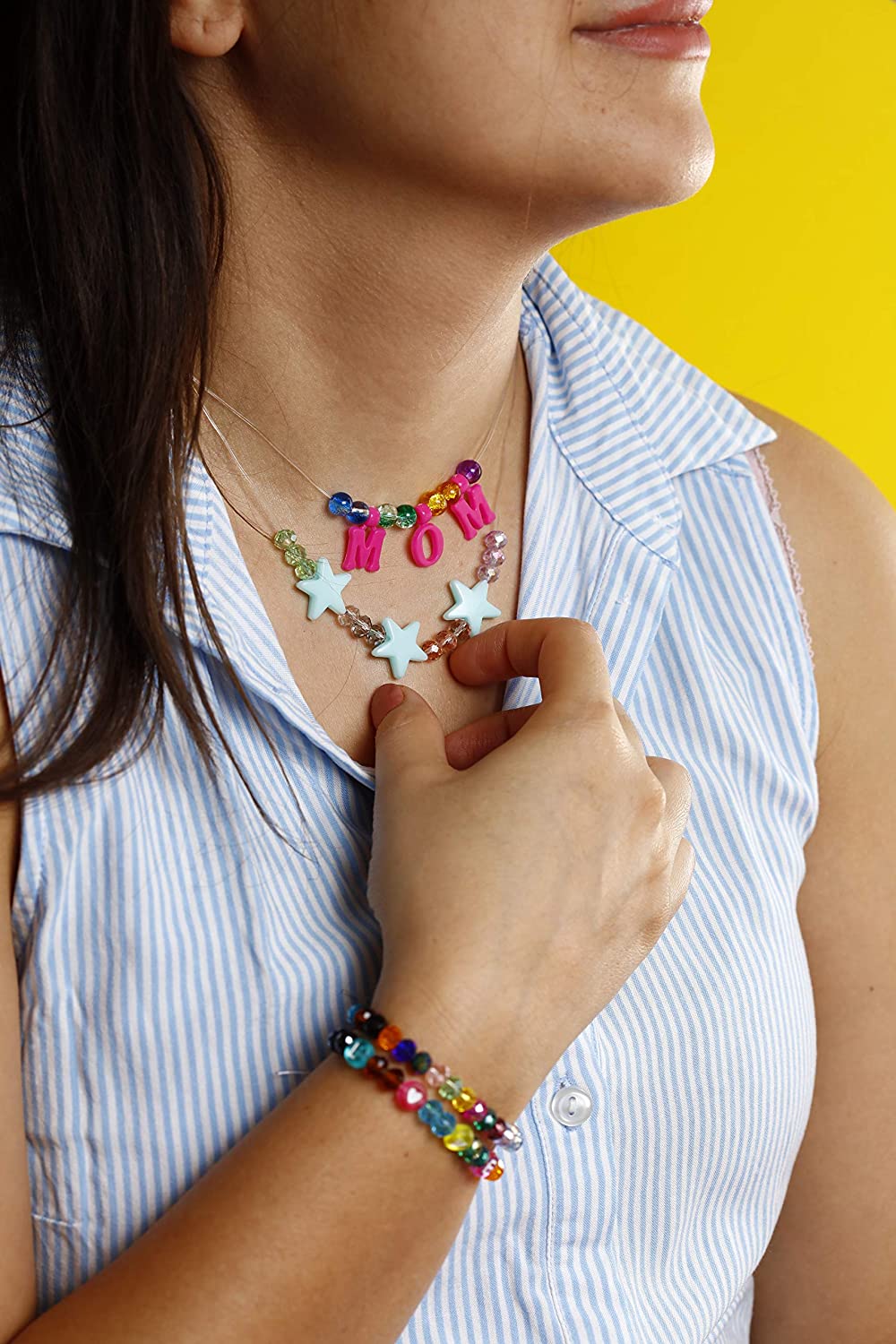 Incraftables Crystal Glass Beads 24 Colors 1200pcs Kit for Jewelry Making, Hair Accessories, & DIY Bracelets. Large 6mm Briolette Rondelle Assorted Crafting Bead with Elastic String for Kids & Adults