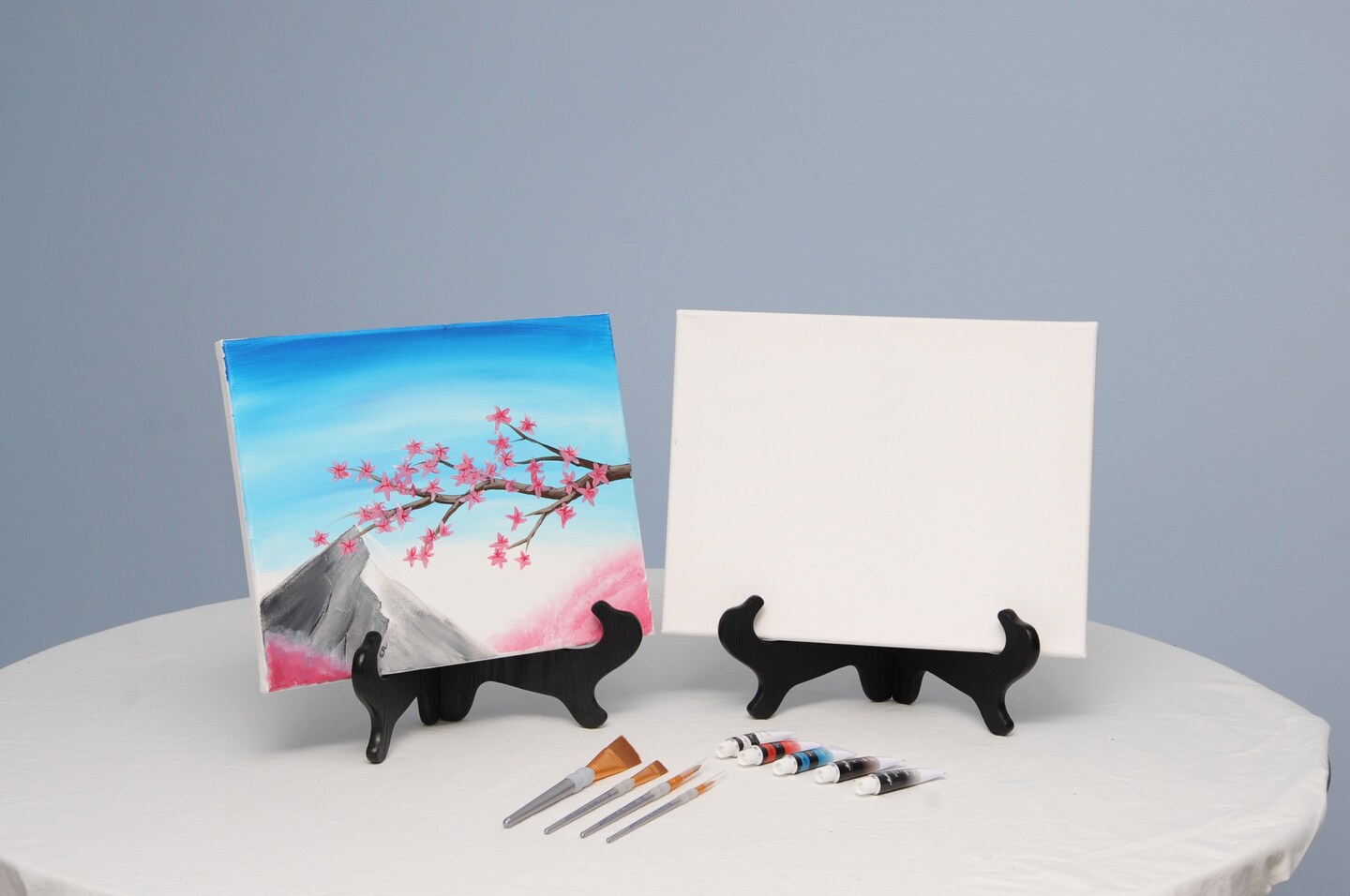 Paint Kit - Fuji Cherry Blossoms Acrylic Painting Kit &#x26; Video Lesson - Paint and Sip At Home - Paint Party