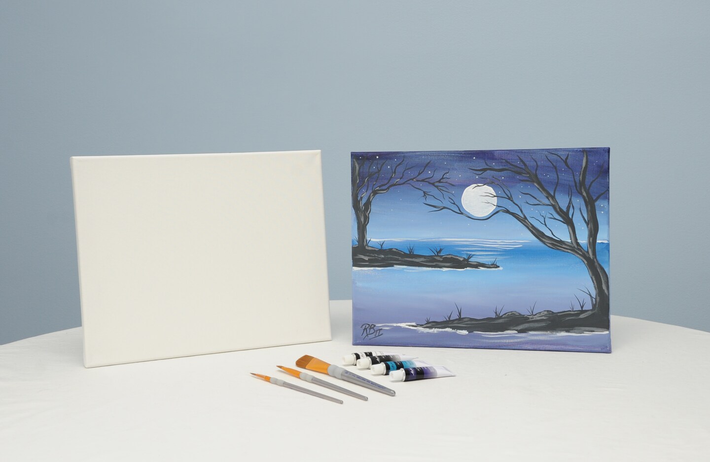 Paint Kit - Moon River Acrylic Painting Kit &#x26; Video Lesson - Paint and Sip At Home - Paint Party