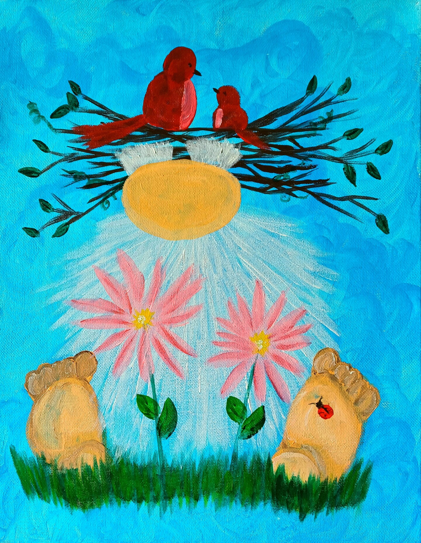 Paint Kit - Mother&#x27;s Day Gnome Acrylic Painting Kit &#x26; Video Lesson - Paint and Sip At Home - Paint Party