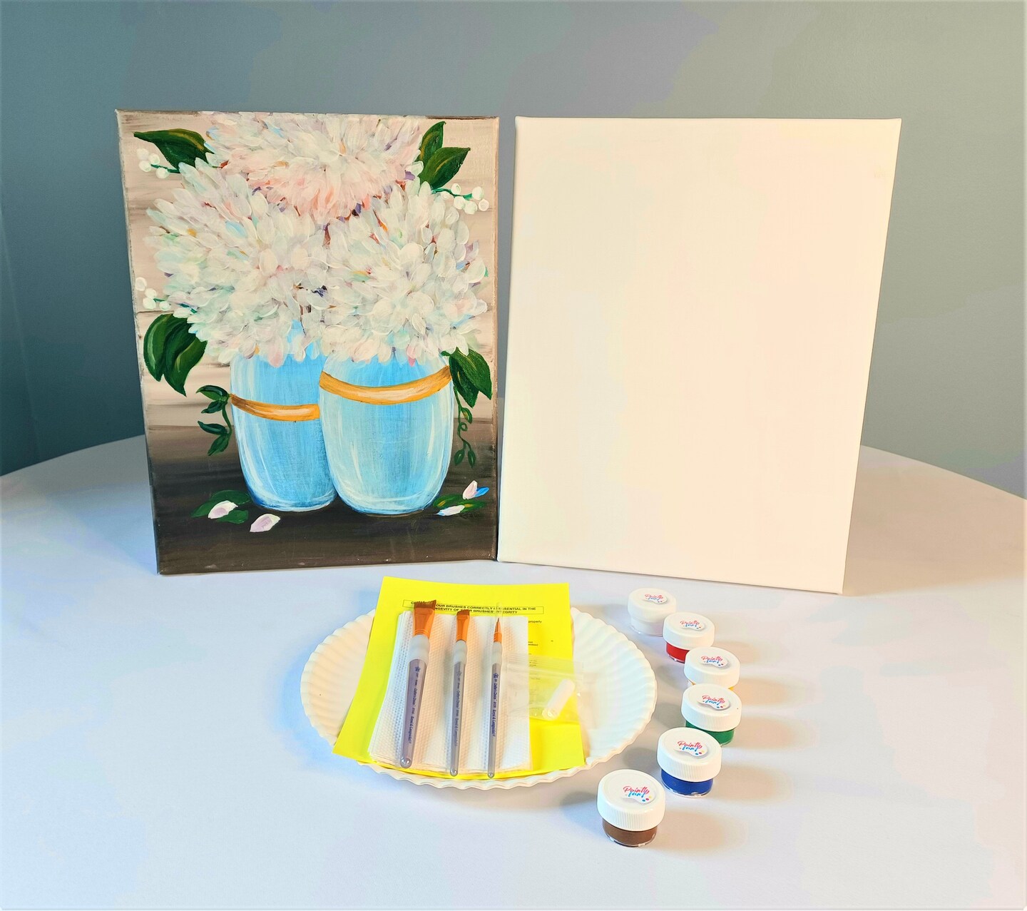 Incraftables Canvas Paint Set. Acrylic Painting Kit w/ White Canvas, Brush, Acrylic Colors and Palette, Size: 12 x 12