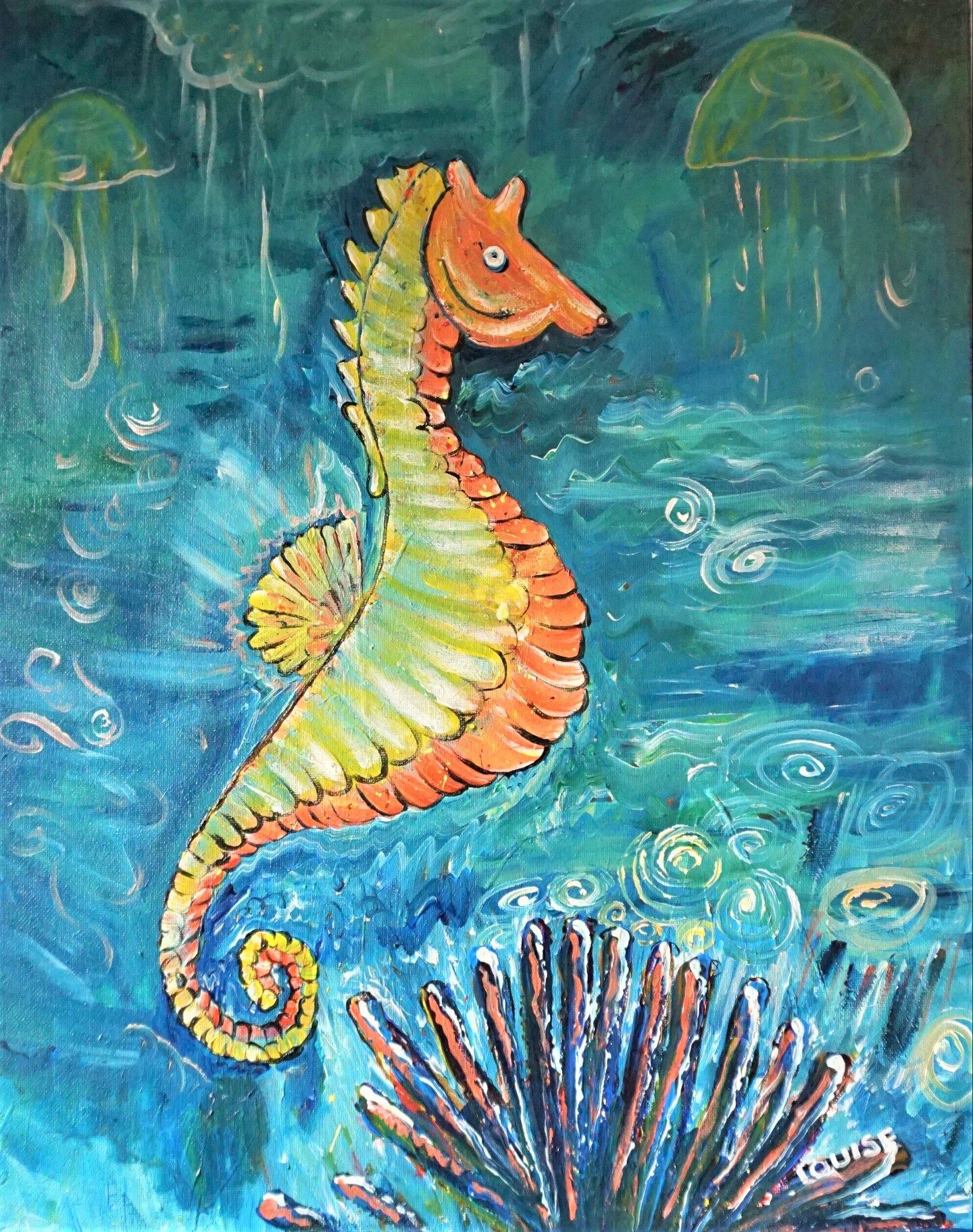 Paint By Colors - Bubbles The Seahorse Acrylic Painting Kit, DIY Craft, Beginner Painting, Paint At Home