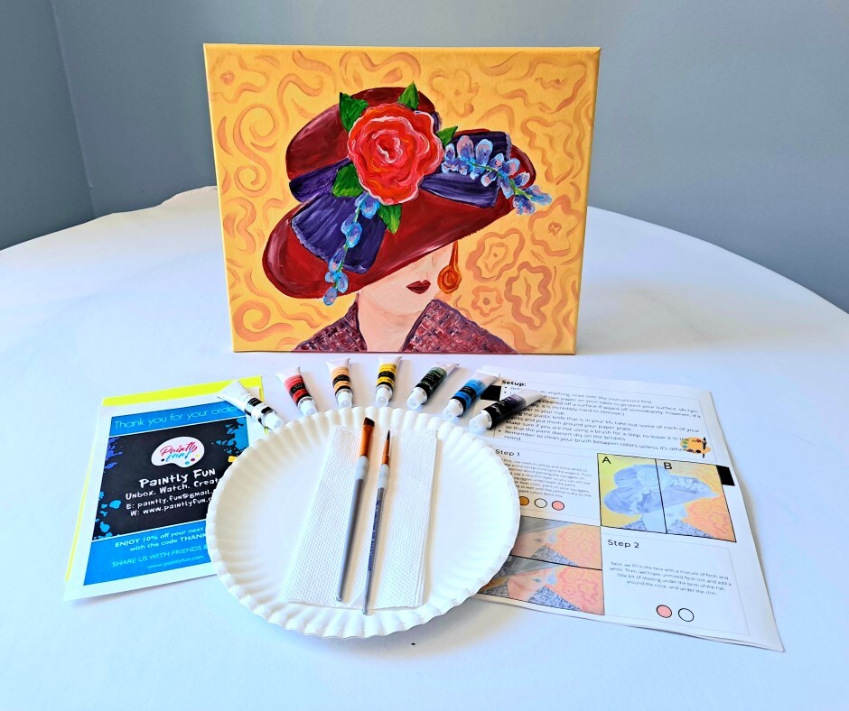 Paint By Colors - Tea Time Acrylic Painting Kit, DIY Canvas Art Kit, Art Gift Set, Beginner Painting, Paint At Home