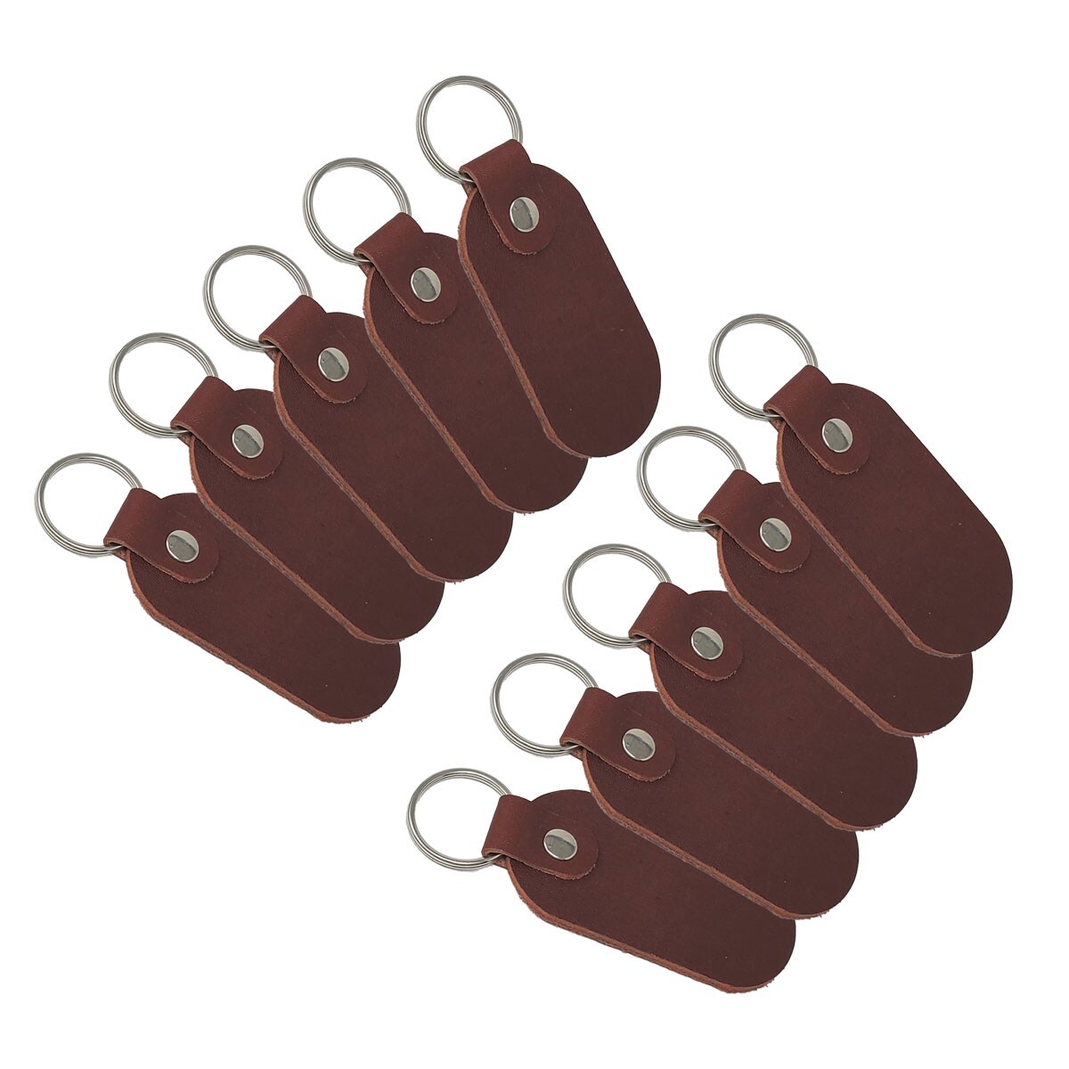 Full Grain Leather Keychains 10 Pack-Laser Engraving, Hot Foil Stamping -Promotion Ideas