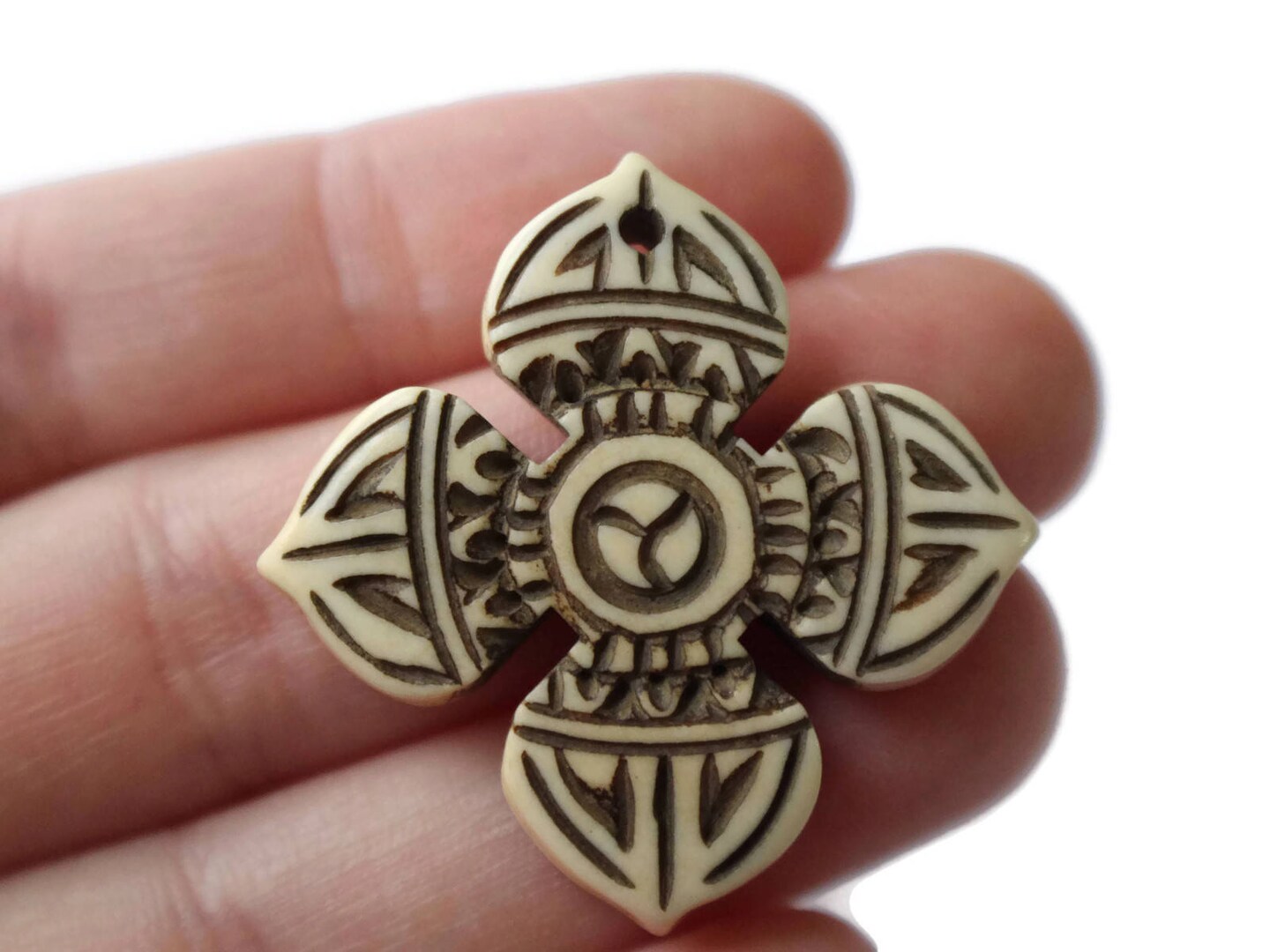 36mm Bone Cross Pendant Religion Beads and Charms Hand Carved Pendants