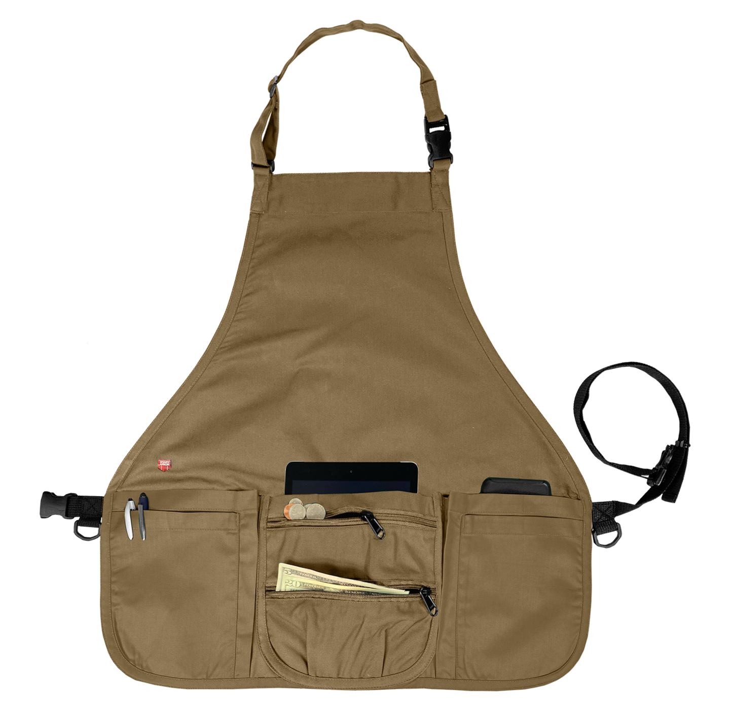 Smart Apron Bib Apron 7 Pockets with Zippers Adjustable QuickRelease