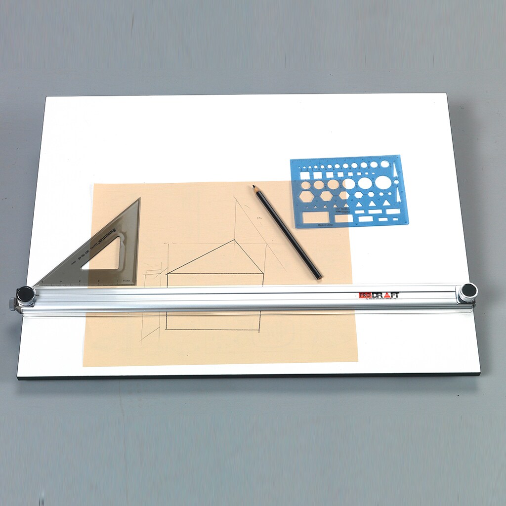 Pro-Draft Parallel Straightedge Board w/Easy-Fold Legs, White, 18" x 24"