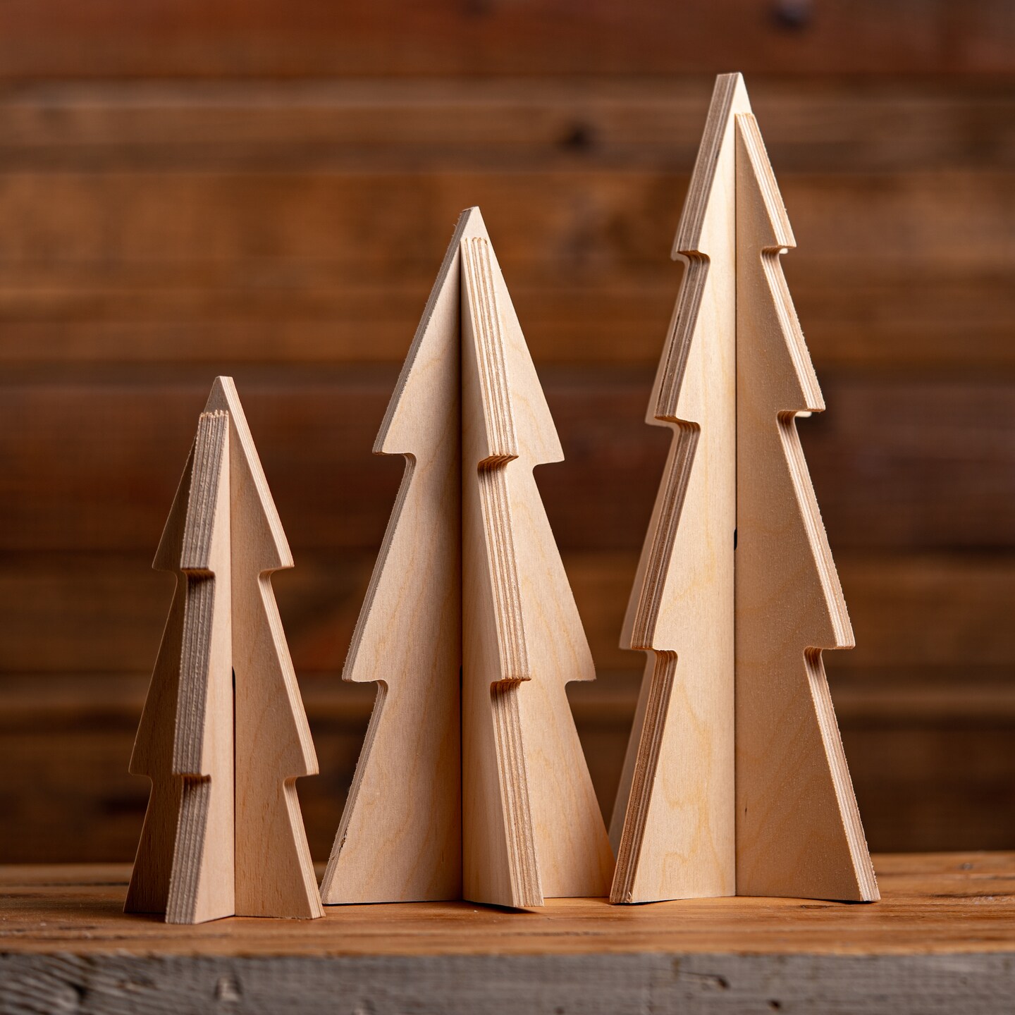 Unfinished Slotted Trees Set of 3