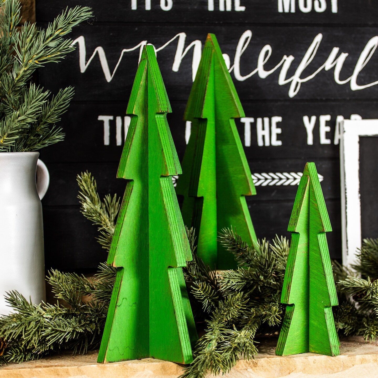 Unfinished Slotted Trees Set of 3