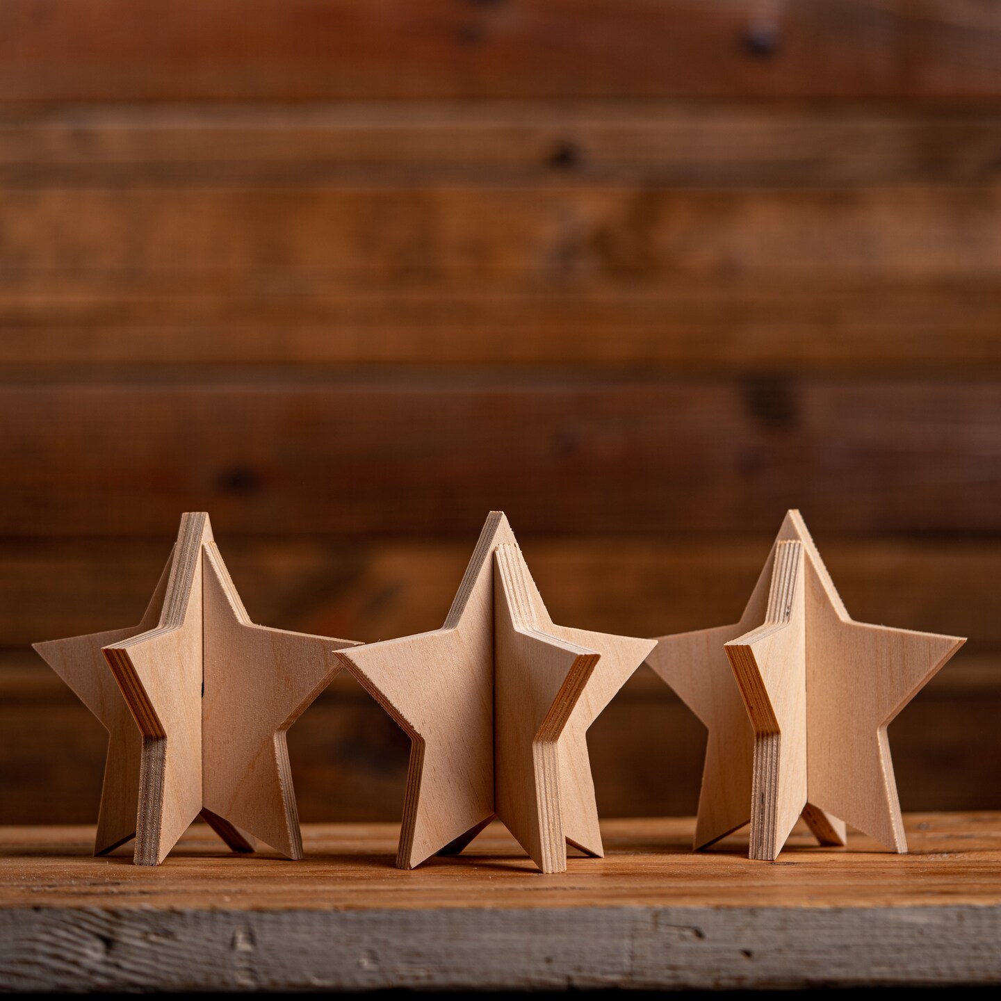 Unfinished Slotted Stars Set of 3