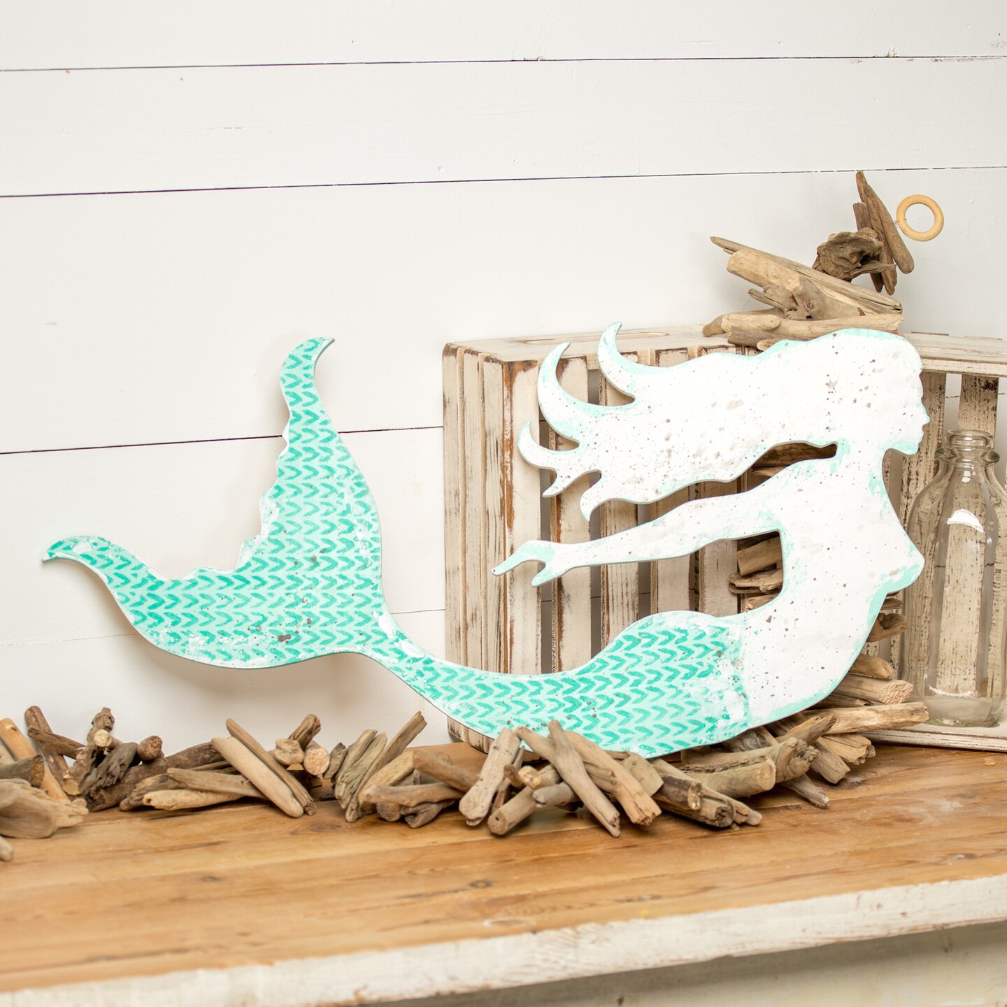 25 in. Unfinished Wooden Mermaid