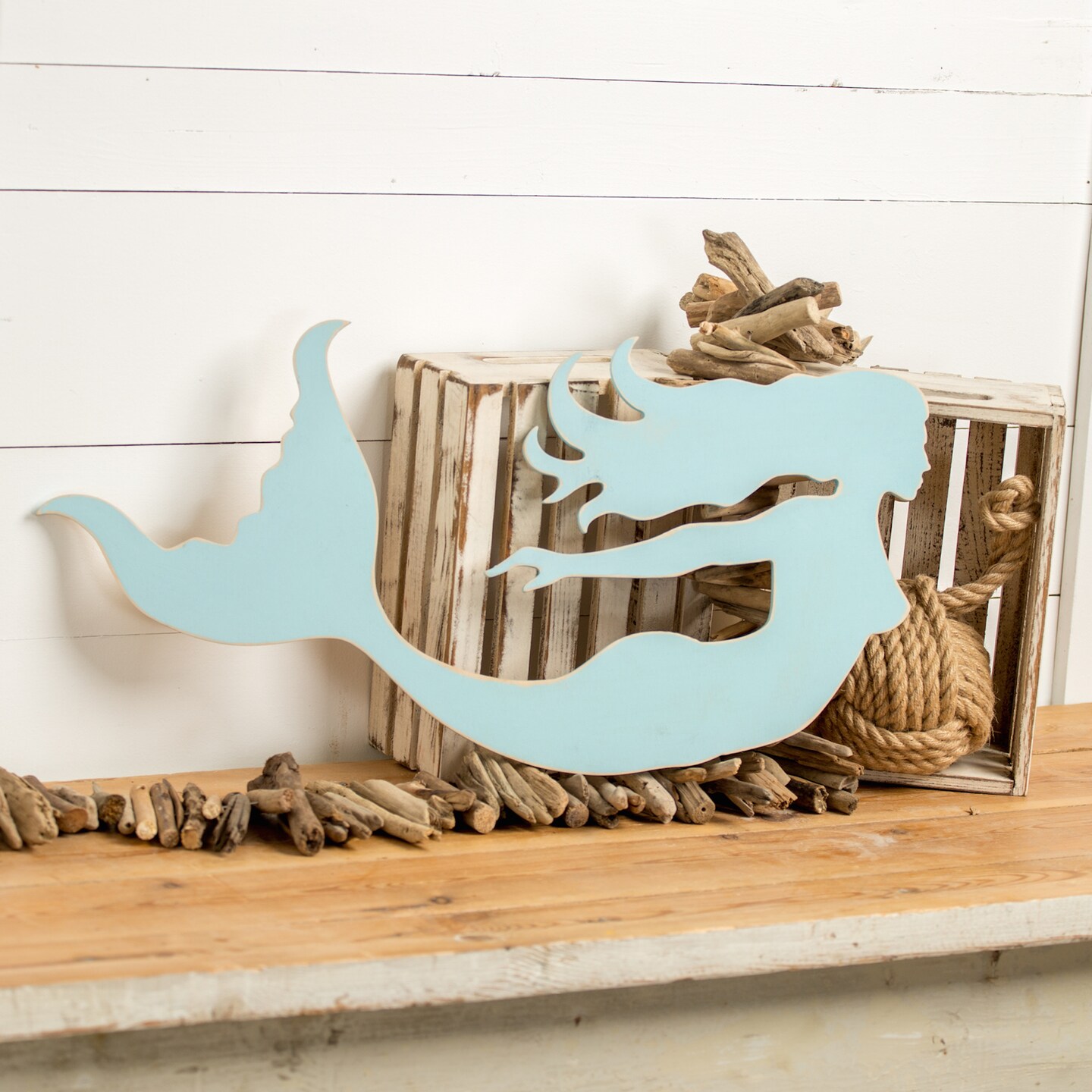25 in. Unfinished Wooden Mermaid