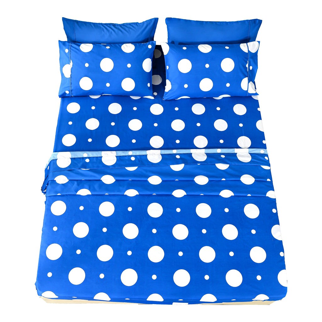 American Home Collection Polka Dot Bedding Sheets & Pillowcases Set Brushed Microfiber Wrinkle Free Sheet Set