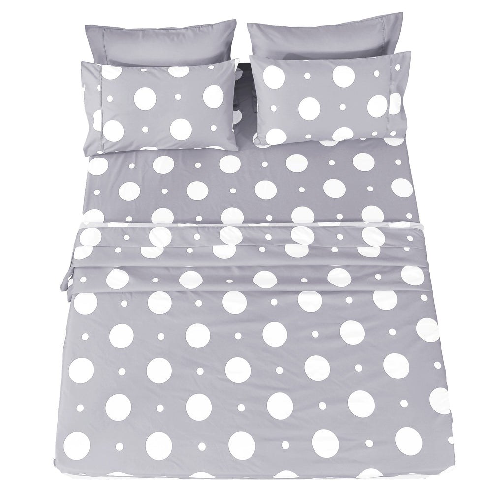 American Home Collection Polka Dot Bedding Sheets & Pillowcases Set Brushed Microfiber Wrinkle Free Sheet Set