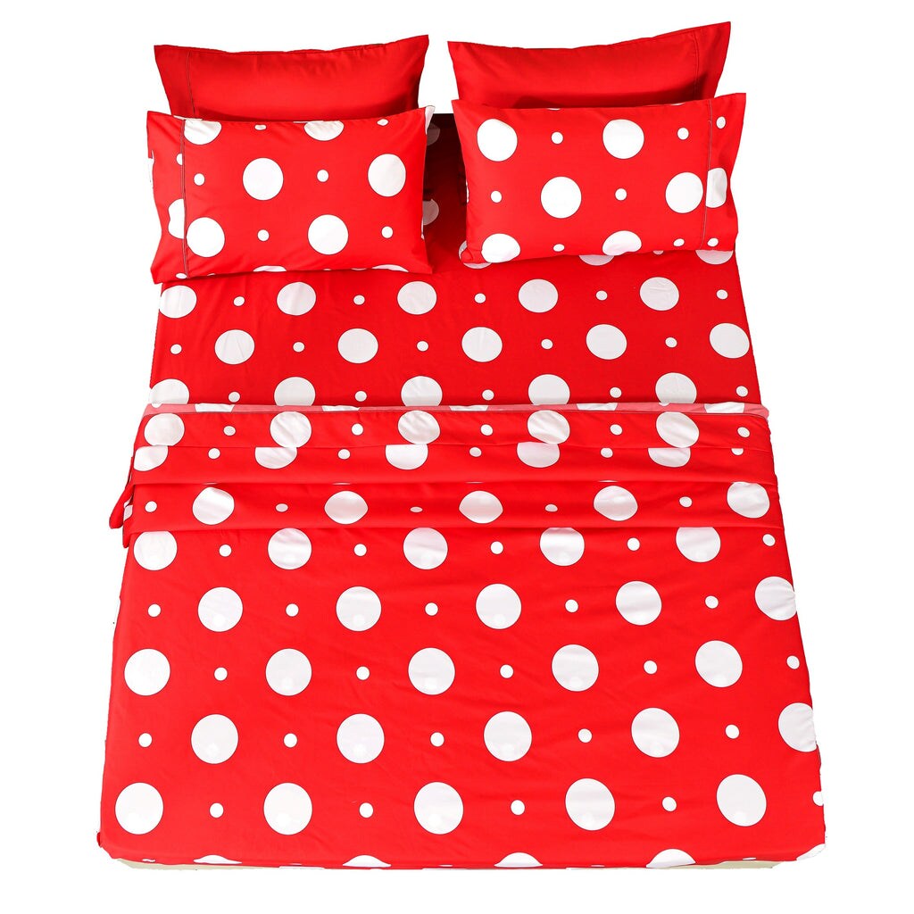 American Home Collection Polka Dot Bedding Sheets &#x26; Pillowcases Set Brushed Microfiber Wrinkle Free Sheet Set