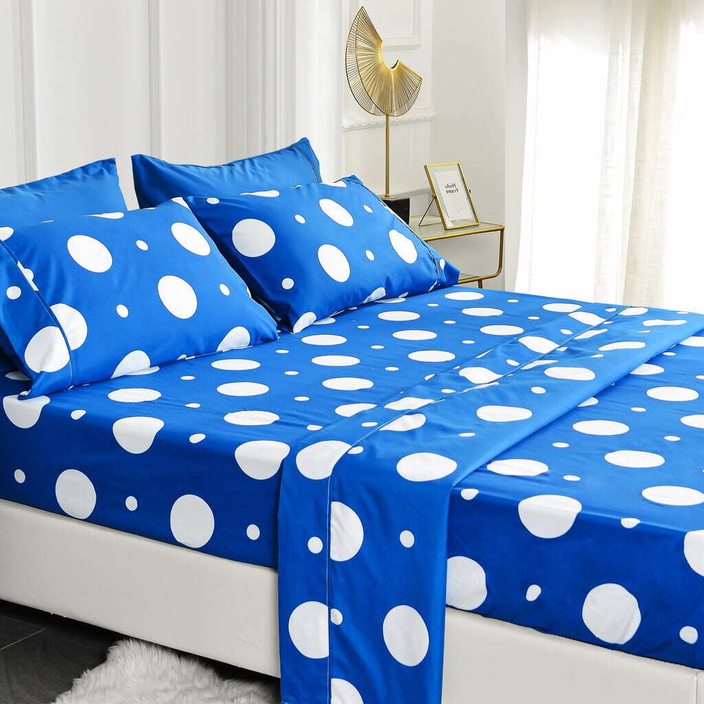 American Home Collection Polka Dot Bedding Sheets & Pillowcases Set Brushed Microfiber Wrinkle Free Sheet Set