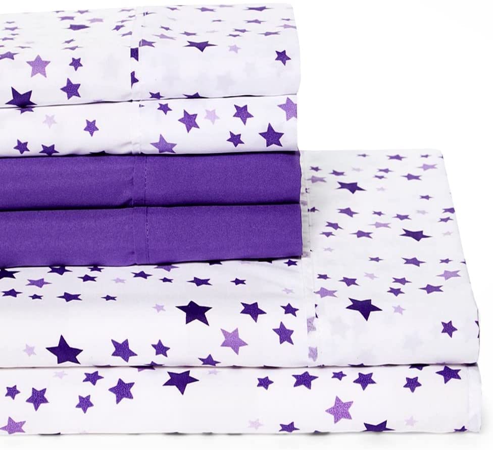 American Home Collection Stars Bedding Sheets & Pillowcases Set Brushed Microfiber Wrinkle Free Sheet Set