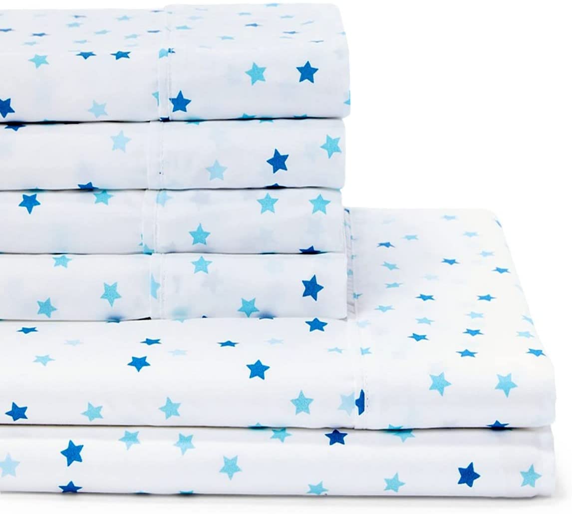 American Home Collection Stars Bedding Sheets & Pillowcases Set Brushed Microfiber Wrinkle Free Sheet Set
