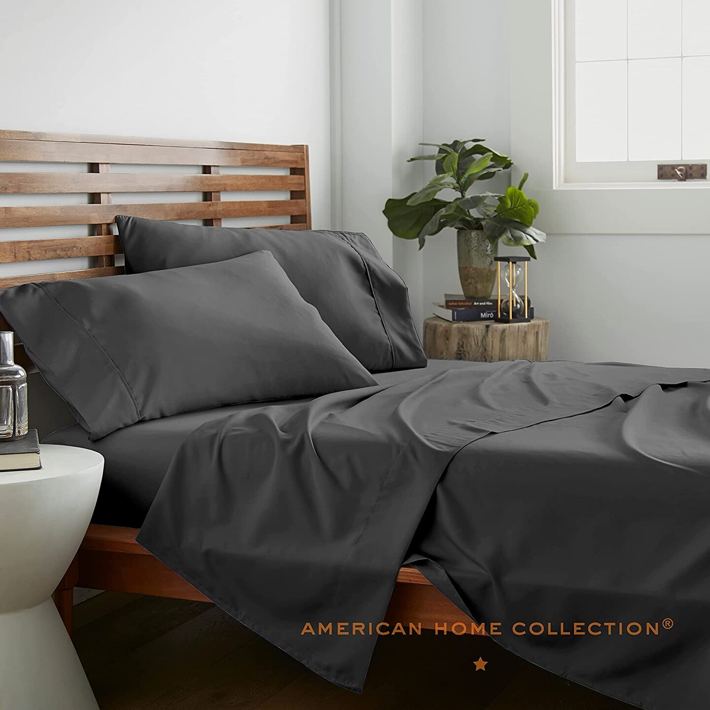 American Home Collection Ultra Soft 4 Piece Microfiber Bedding Sheets and Pillowcase Set Lightweight and Wrinkle Free