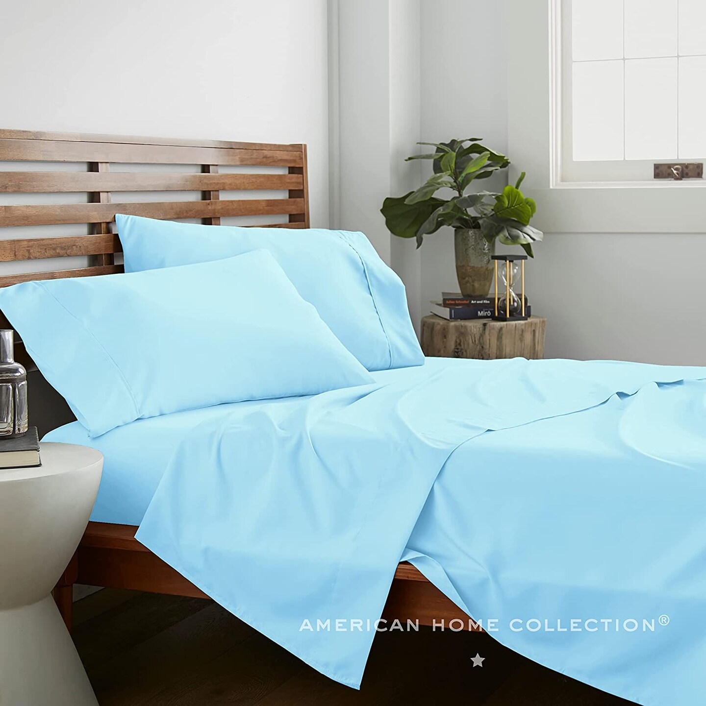 American Home Collection Ultra Soft 4 Piece Microfiber Bedding Sheets and Pillowcase Set Lightweight and Wrinkle Free