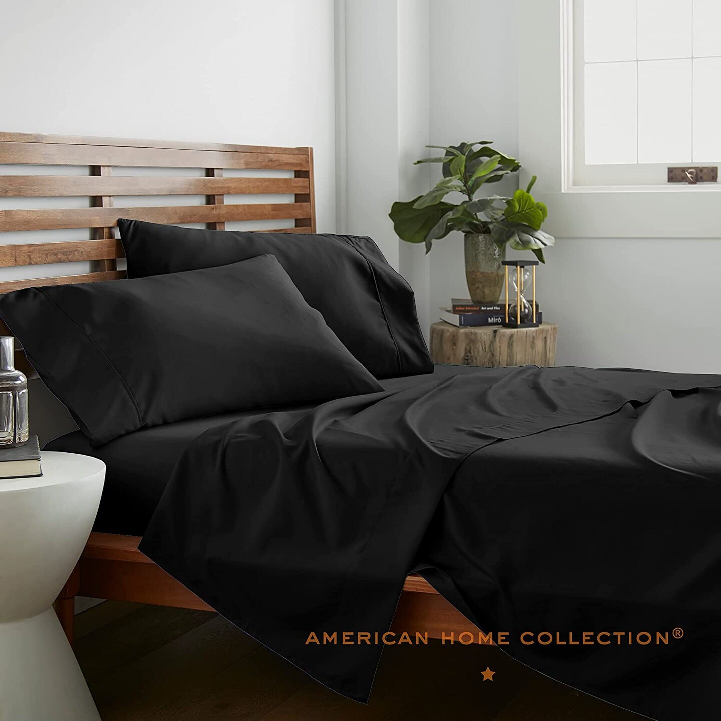 American Home Collection Ultra Soft 4 Piece Microfiber Bedding Sheets and Pillowcase Set Lightweight and Wrinkle Free