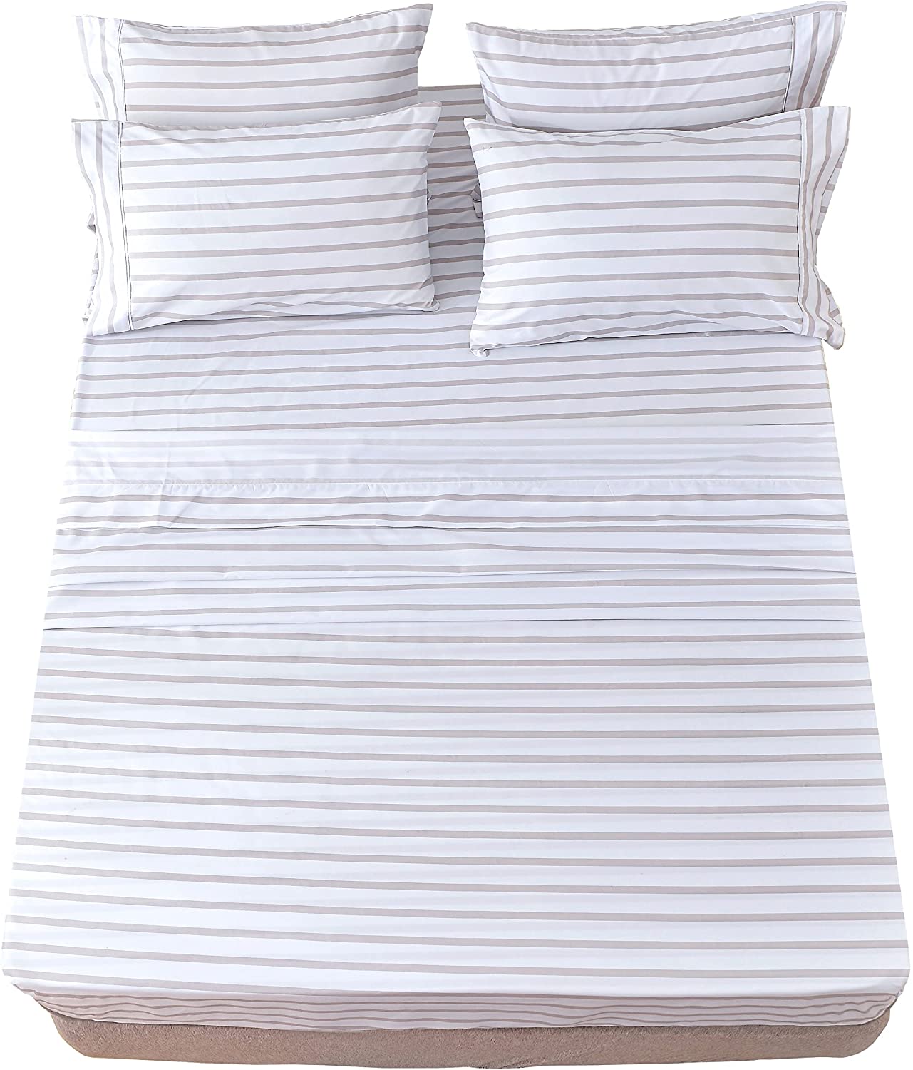 American Home Collection Striped Bedding Sheets & Pillowcases Set Brushed Microfiber Wrinkle Free Sheet Set