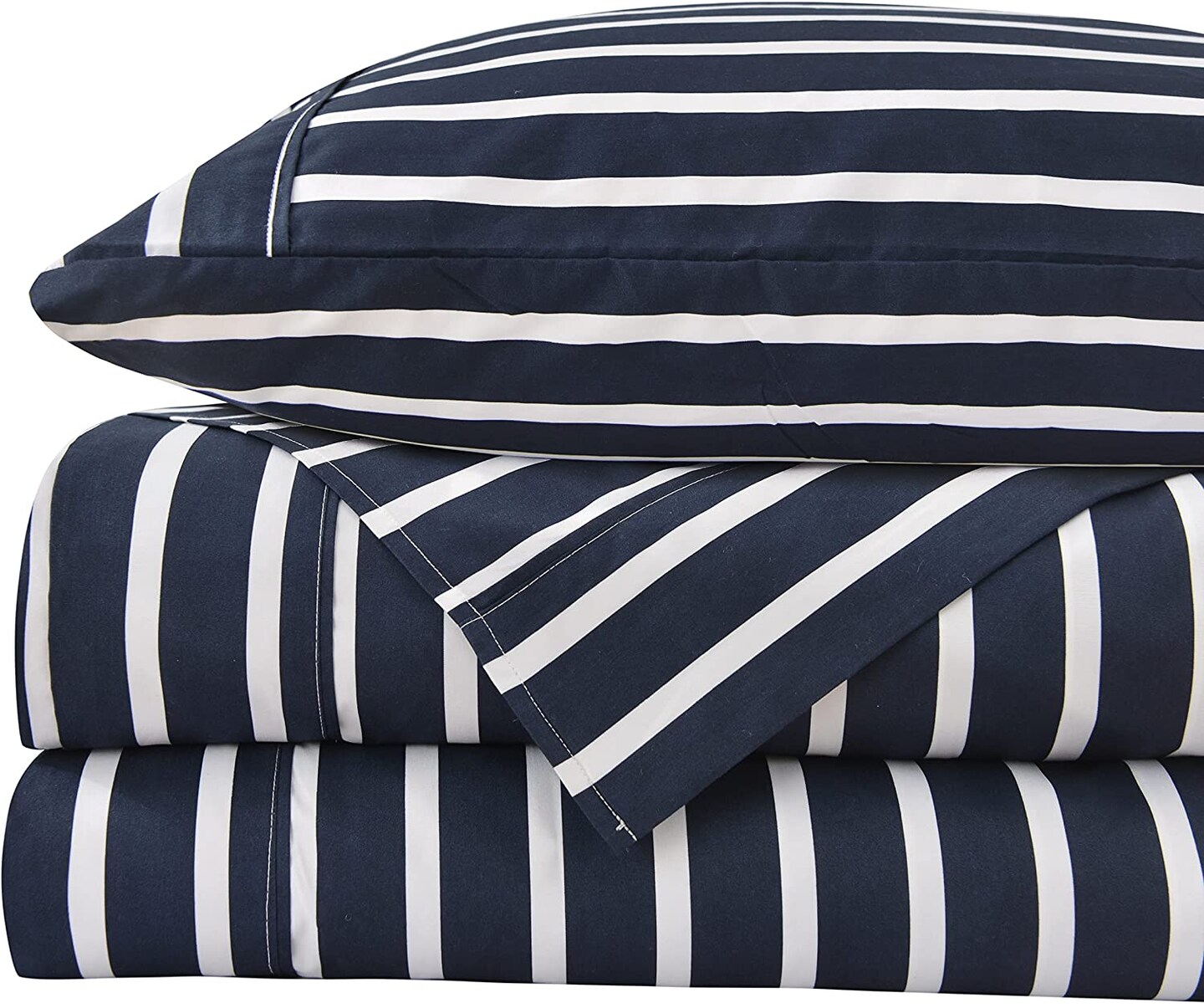 American Home Collection Striped Bedding Sheets &#x26; Pillowcases Set Brushed Microfiber Wrinkle Free Sheet Set