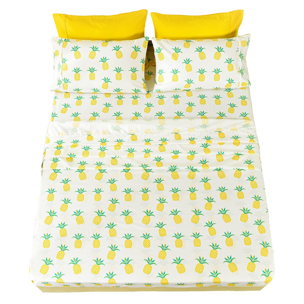 American Home Collection Pineapple Bedding Sheets &#x26; Pillowcases Set Brushed Microfiber Wrinkle Free Sheet Set