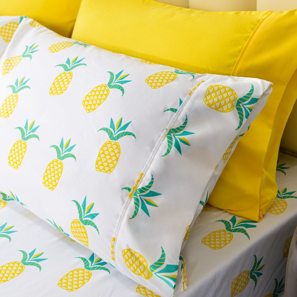 American Home Collection Pineapple Bedding Sheets &#x26; Pillowcases Set Brushed Microfiber Wrinkle Free Sheet Set