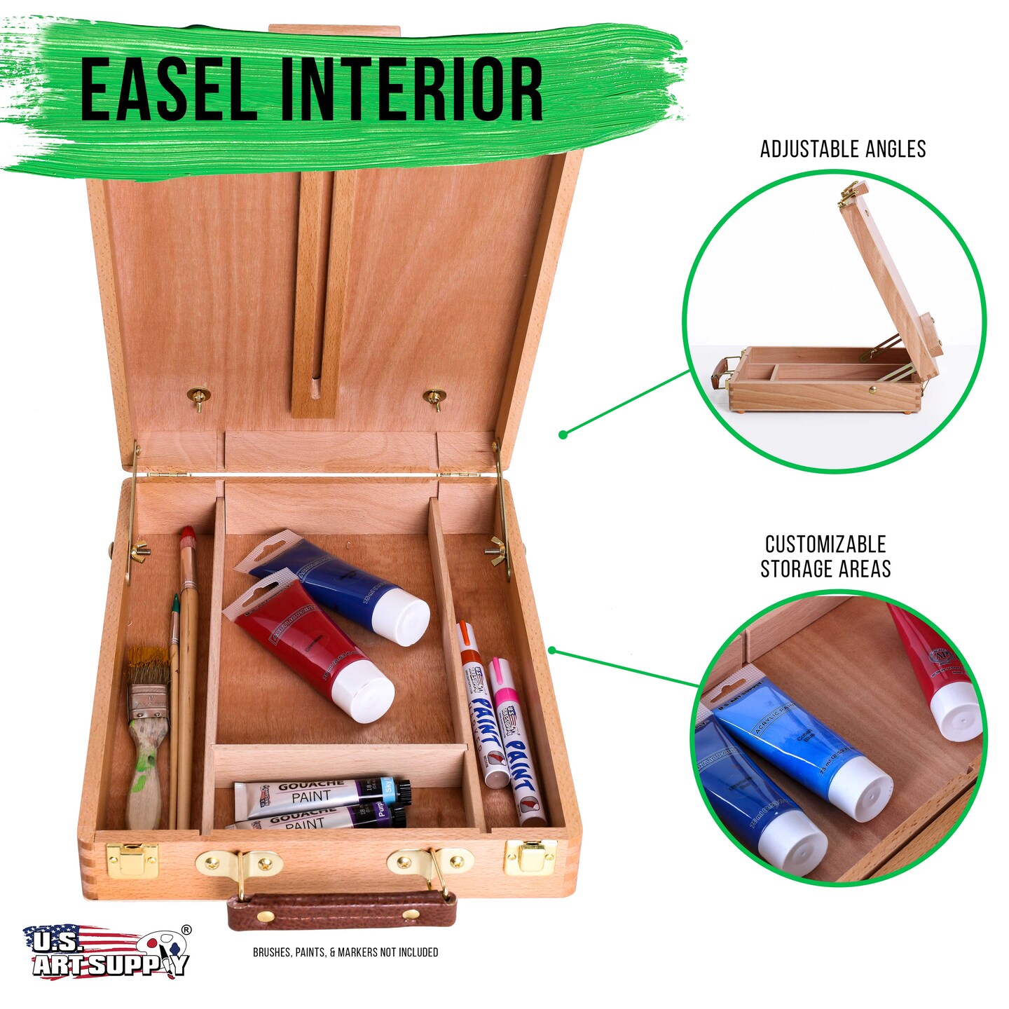 Antigua Adjustable Wood Table Sketchbox Easel, Premium Beechwood