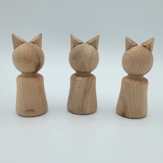 3 Unfinished Peg Dolls Animal Peg Dolls