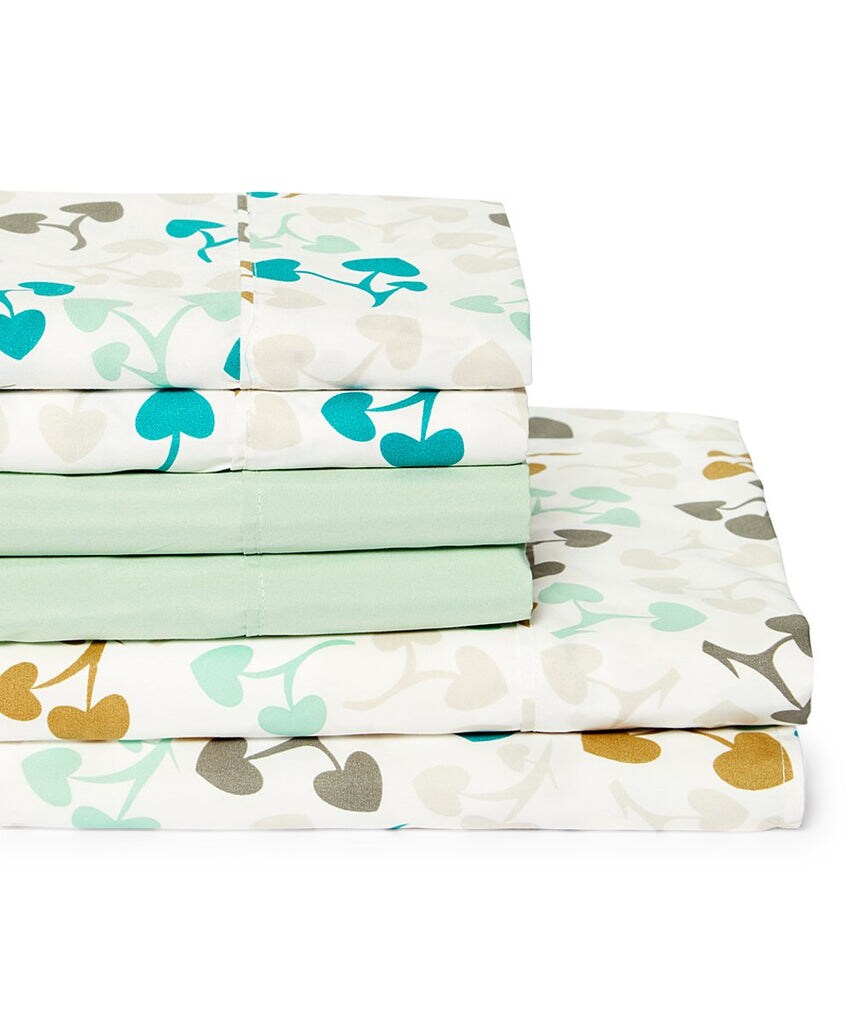 American Home Collection Heart Leaf Romance Bedding Sheets &#x26; Pillowcases Set Brushed Microfiber Wrinkle Free Sheet Set