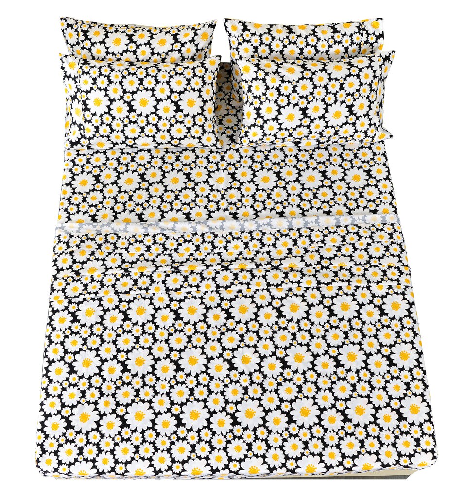 American Home Collection Daisies Bedding Sheets & Pillowcases Set Brushed Microfiber Wrinkle Free Sheet Set