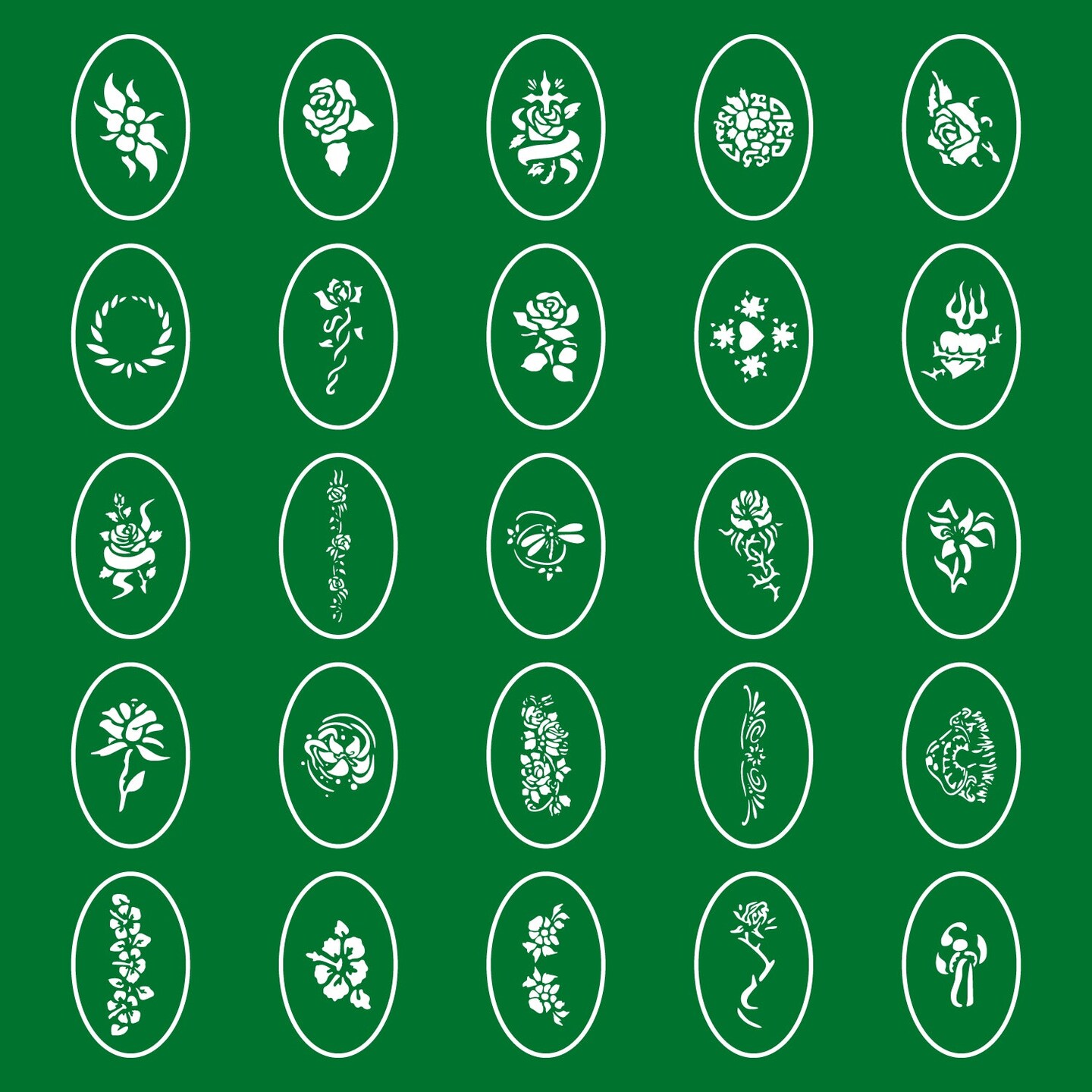 Temporary Tattoo Stencils Booklet Set 10 with 100 Different Self-Adhesive Reusable Stencil Designs