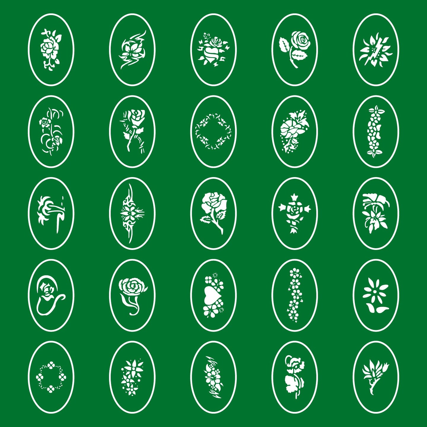 Temporary Tattoo Stencils Booklet Set 10 with 100 Different Self-Adhesive Reusable Stencil Designs