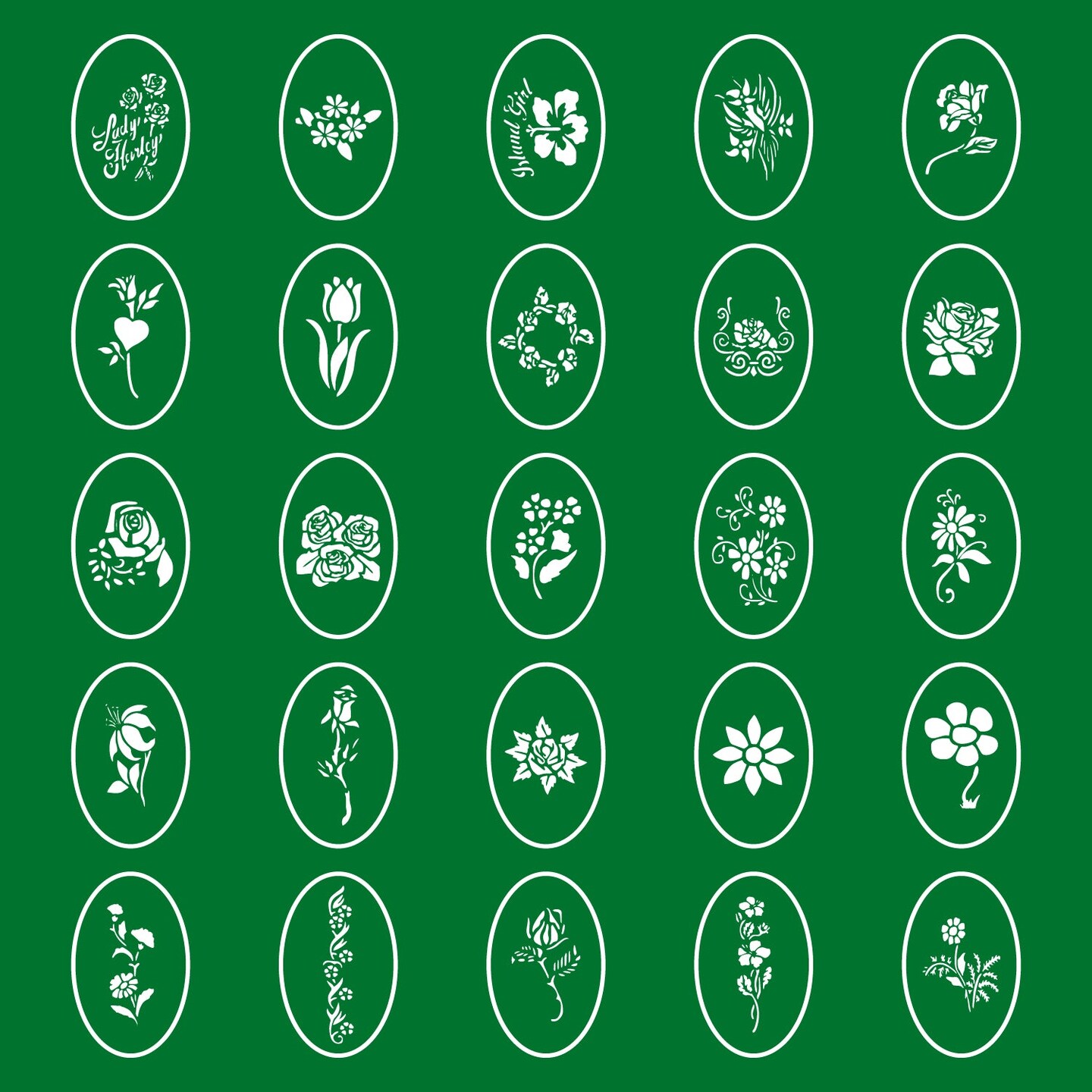 Temporary Tattoo Stencils Booklet Set 10 with 100 Different Self-Adhesive Reusable Stencil Designs