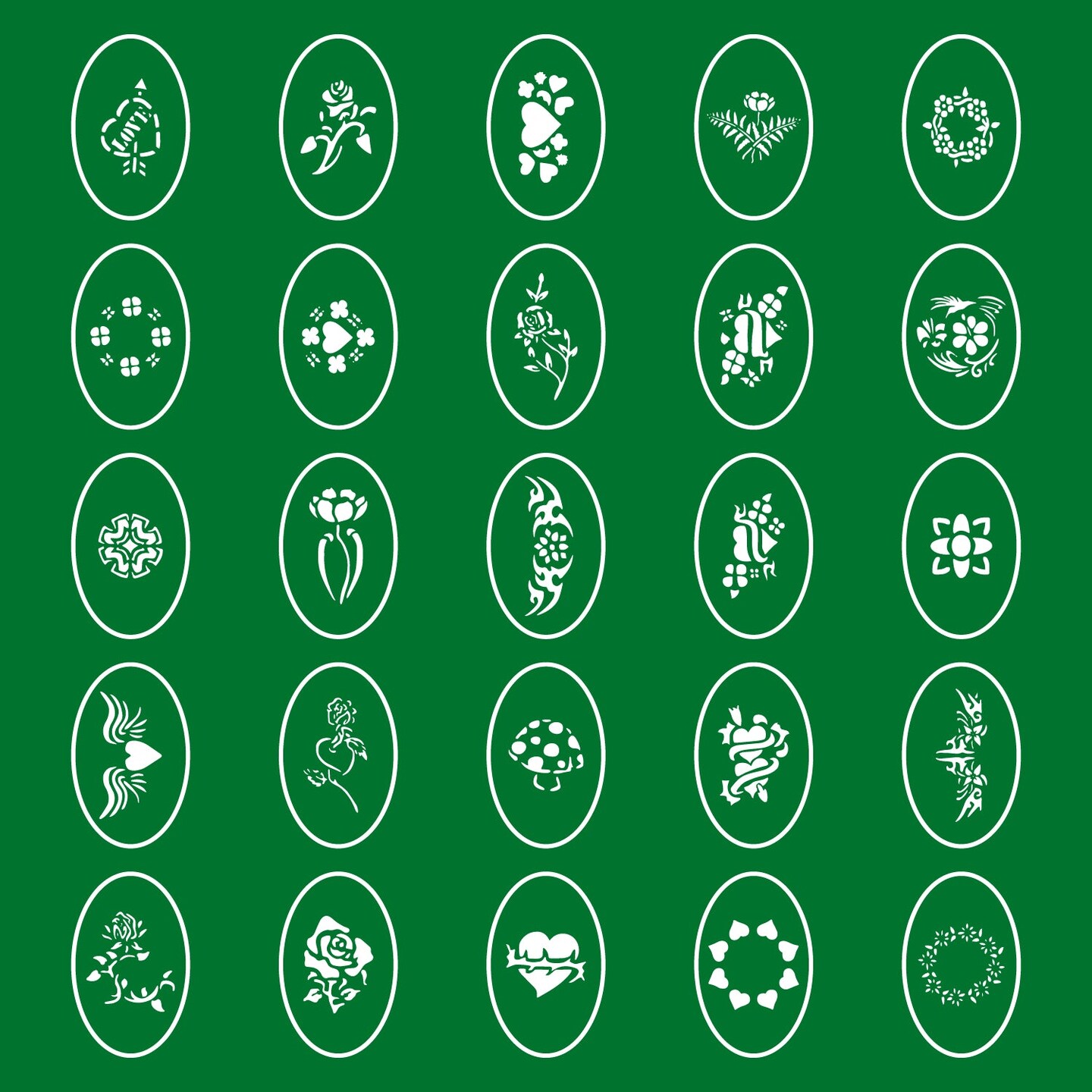 Temporary Tattoo Stencils Booklet Set 10 with 100 Different Self-Adhesive Reusable Stencil Designs