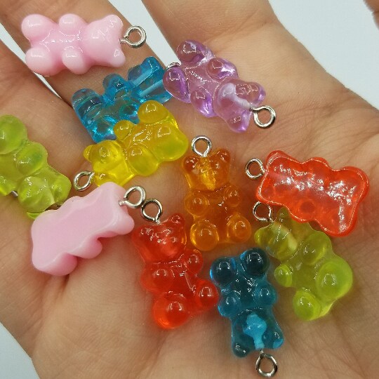 Colorful Gummy Charms Resin Bear Charm Pendant Candy Gummy Bear