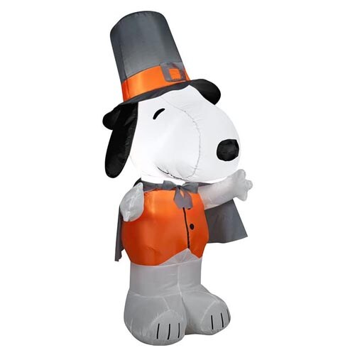 4&#x27; Gemmy Airblown Inflatable Thanksgiving Peanuts Snoopy Dressed As Pilgrim Yard Decoration 51761
