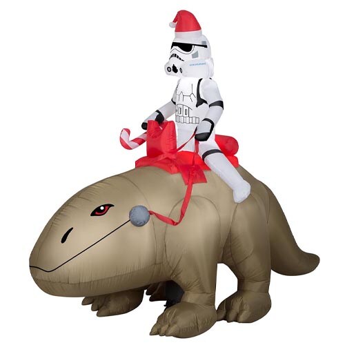 8' Gemmy Airblown Inflatable Disney Star Wars Stormtrooper Riding a Dewback Scene Christmas Yard Decoration 19928
