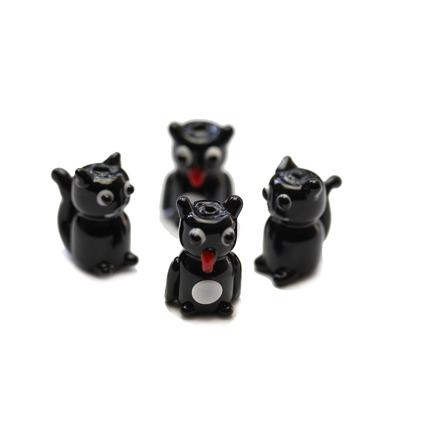 Lampwork Glass Cat 10x19mm Beads