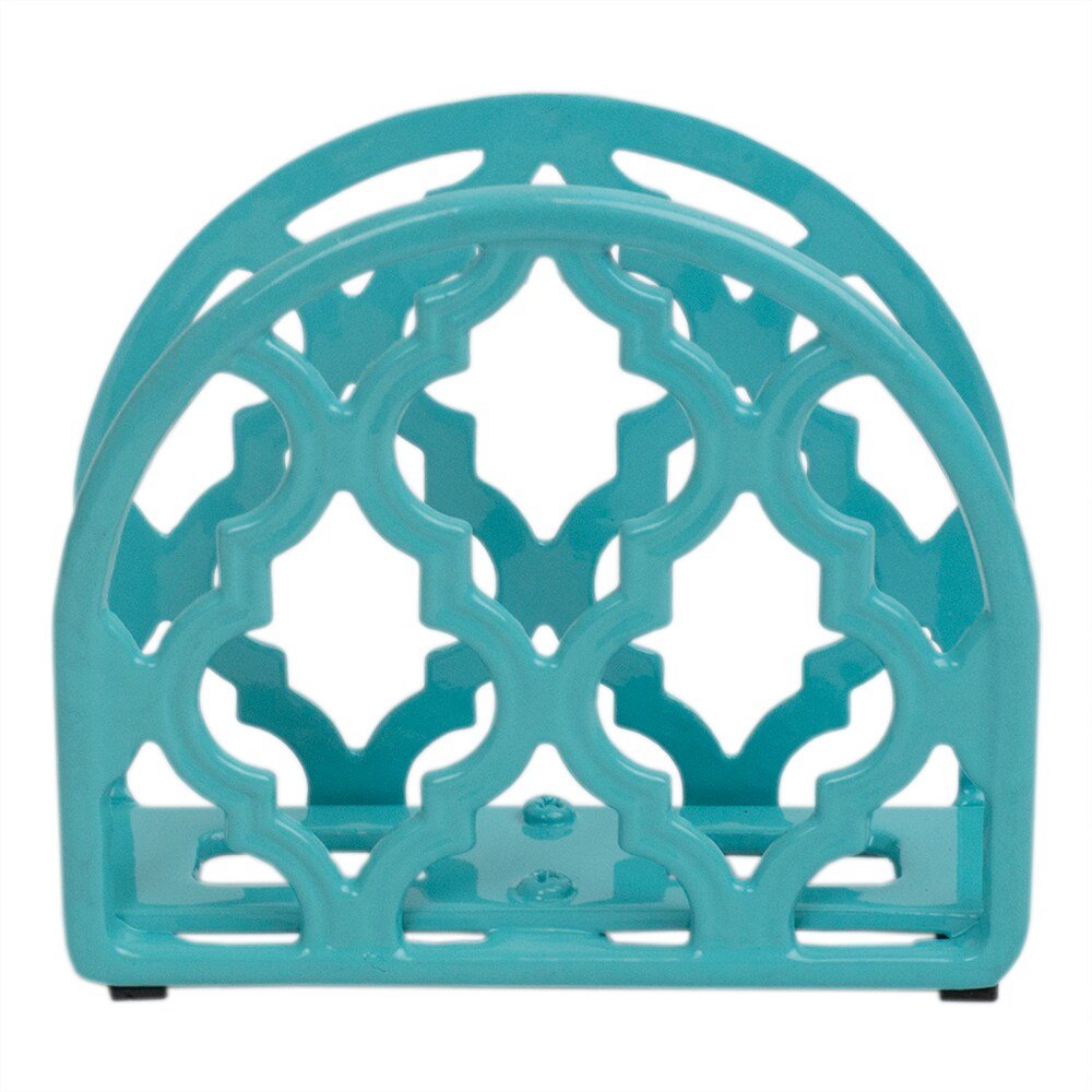 Home Basics Lattice Collection Cast Iron Napkin Holder, Turquoise