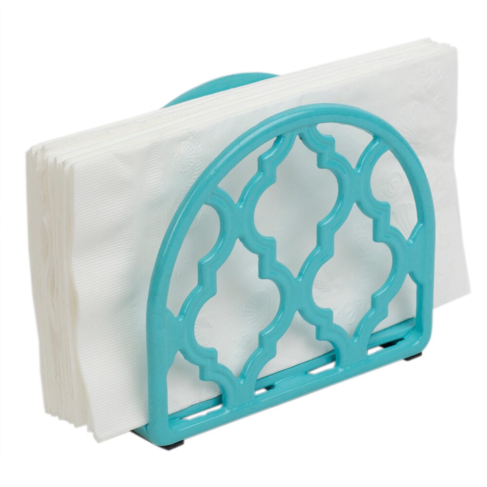 Home Basics Lattice Collection Cast Iron Napkin Holder, Turquoise