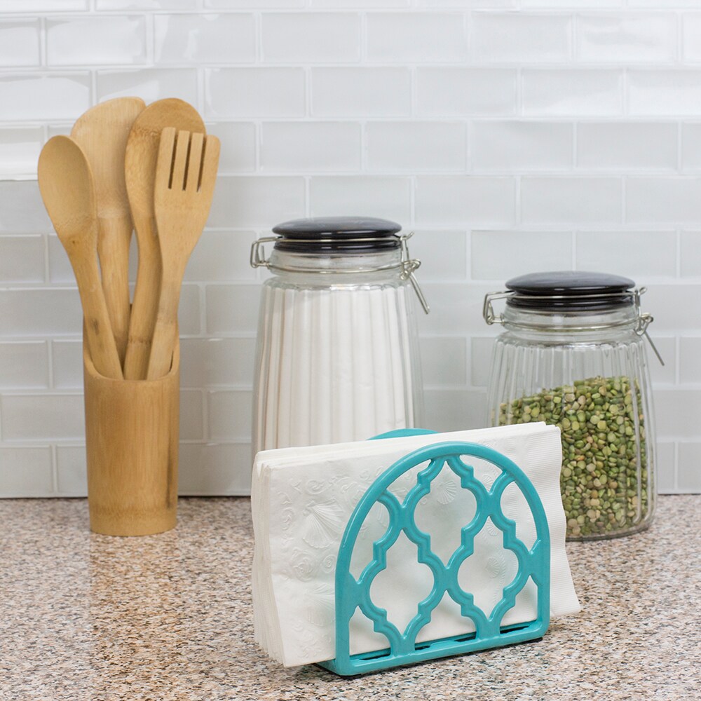 Home Basics Lattice Collection Cast Iron Napkin Holder, Turquoise