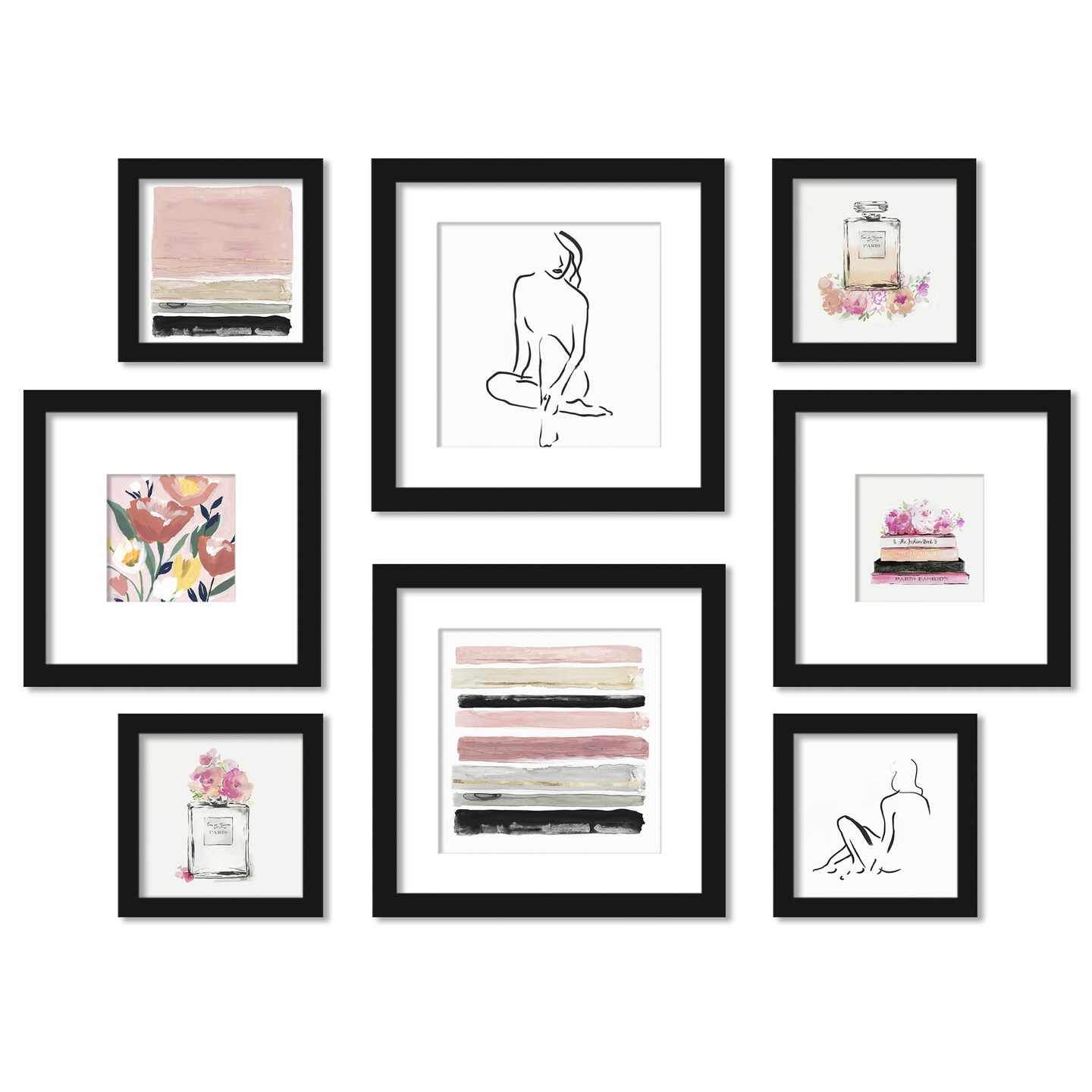 Americanflat Pink Perfume Bloom 8 Piece Framed Gallery Wall Art Set