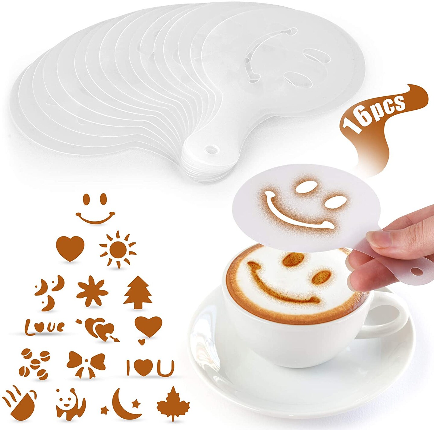  Zulay Plastic Stencils for Latte Art 16 Pack : Home & Kitchen