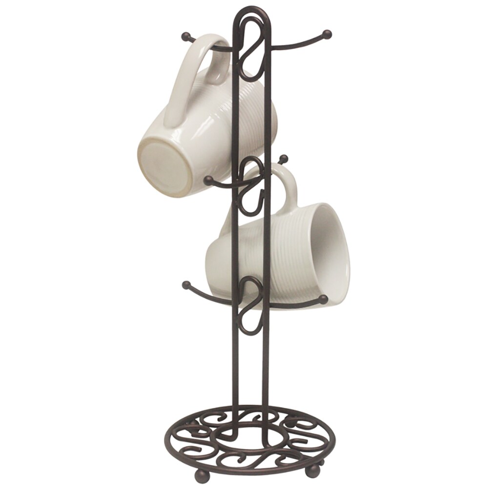 Home Basics Scroll Collection Steel Mug Tree, Bronze