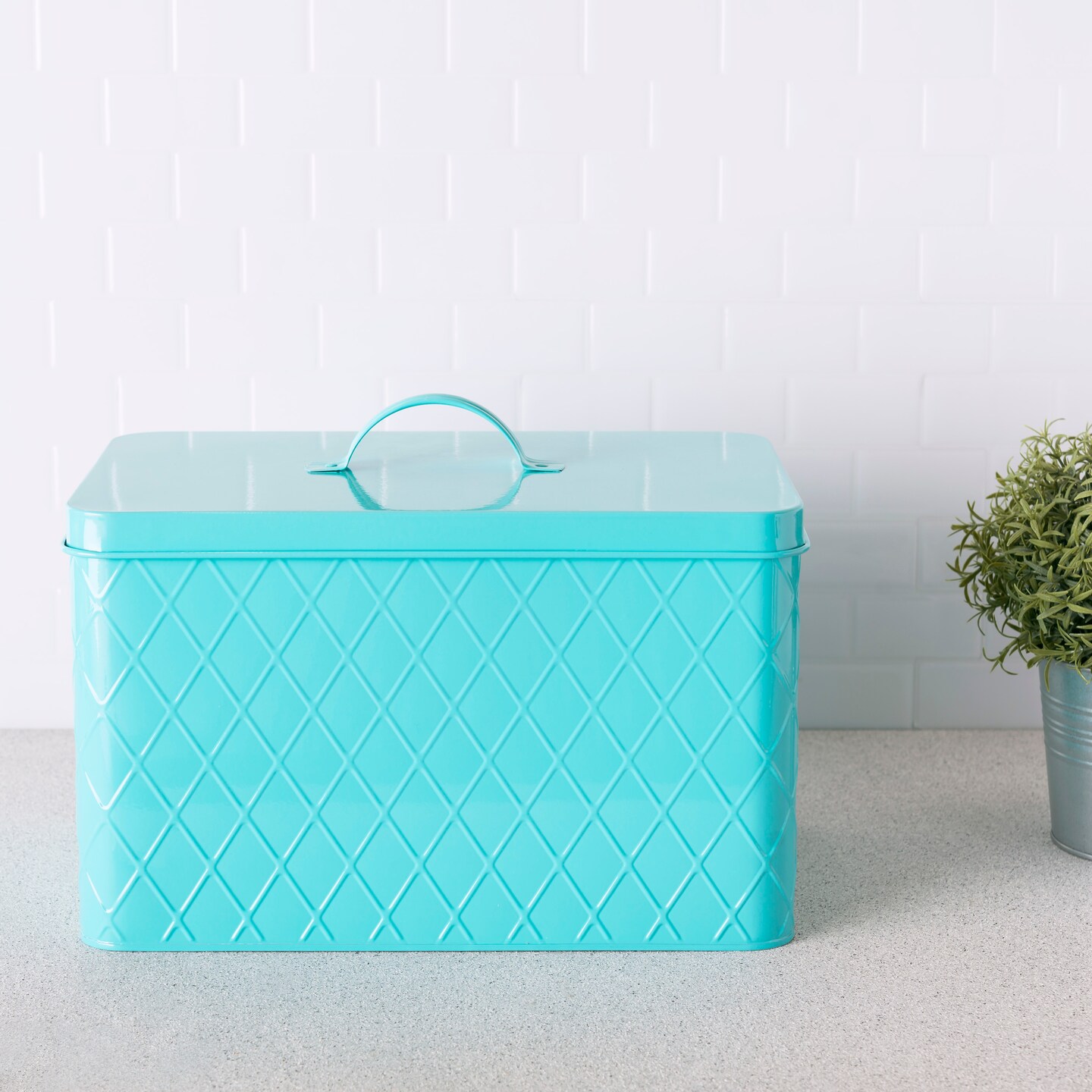 Home Basics Tin Bread Box Turquoise